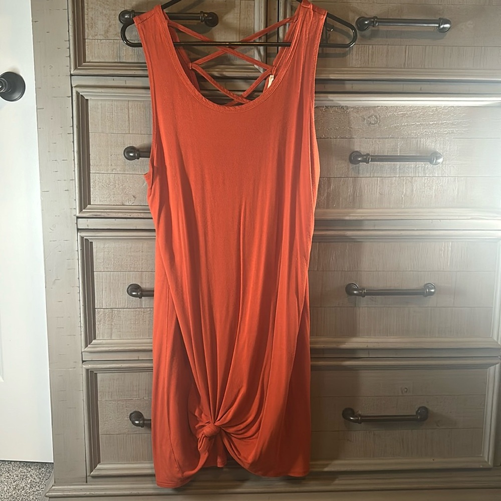 Burnt orange tank dress.